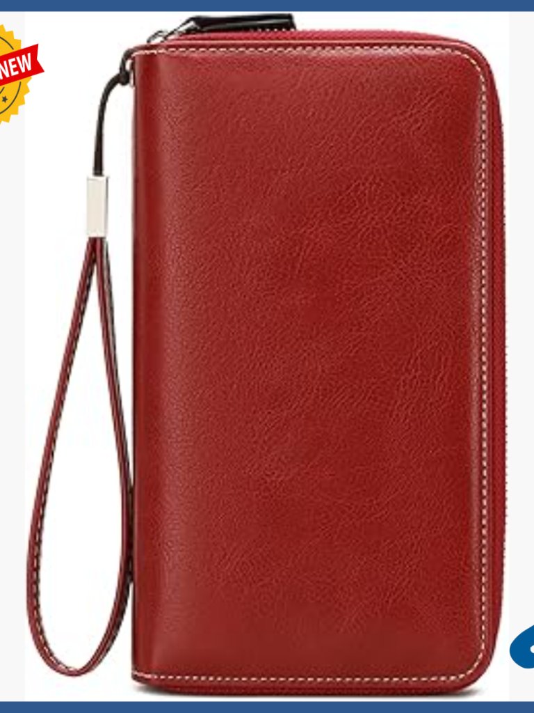 Genuine Leather Crossbody Wallet Phone Purse With Double Zipper Shoulder Strap